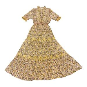 Max Studio Floral Prairie Maxi Dress Small | Smocked Waist Cottagecore Holiday